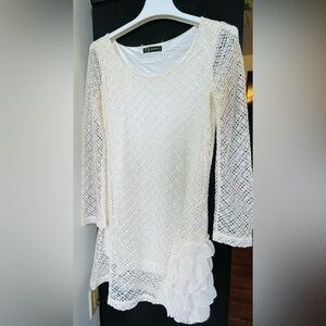 Elegant Cream Sparkle Lace Dress by TS